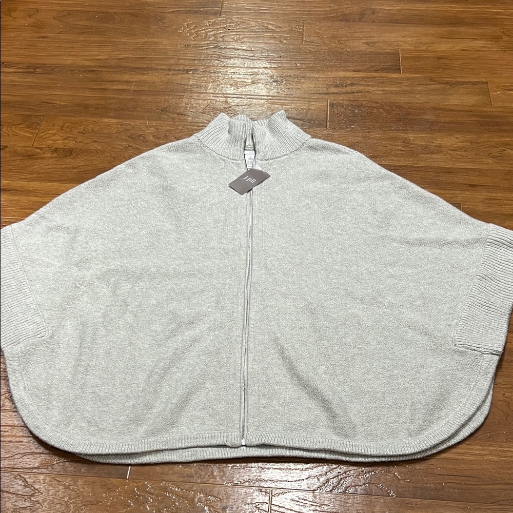 NWT J. Jill Light Gray Knit Zip-Up Sweater